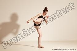 Underwear Martial art Woman White Moving poses Slim medium brown Dynamic poses Academic